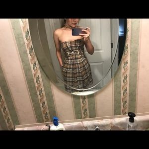 Chelsea&Violet plaid strapless dress